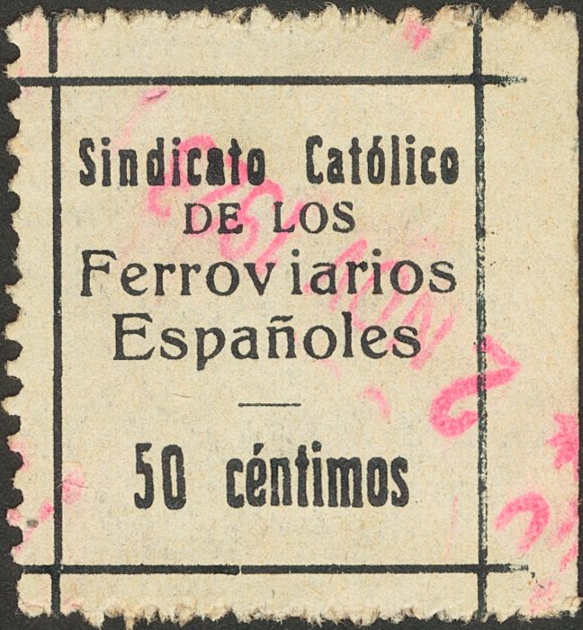 Espana Spain Stamp sellos Railway Trades Union Sellos Sindicato Ferroviario Espana